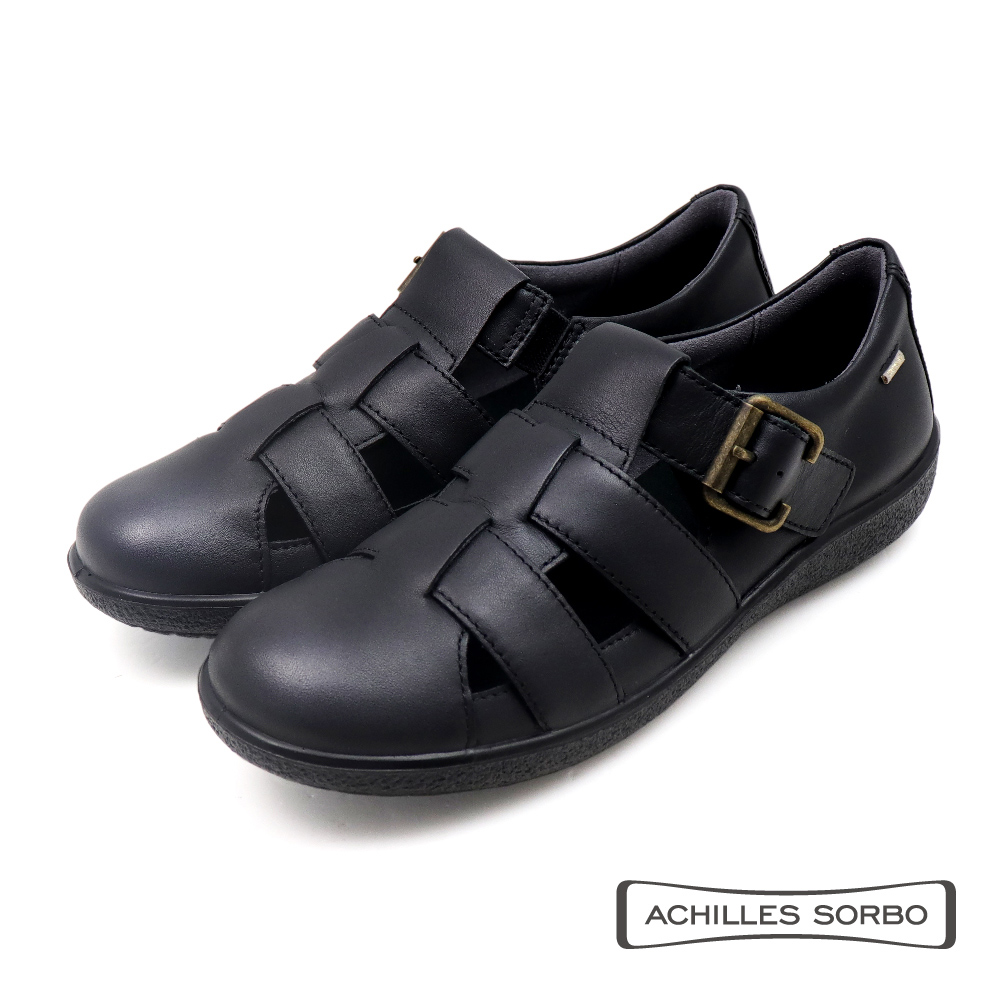 【Achilles】典雅復古側釦式羅馬涼鞋 黑色(ASC554-BL)