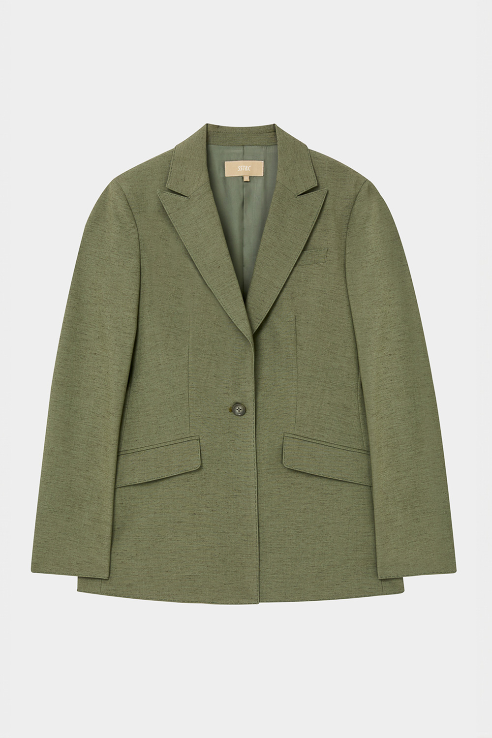 SST&C Olive Green Sword Collar Fitted Suit Jacket | 7162405002_7