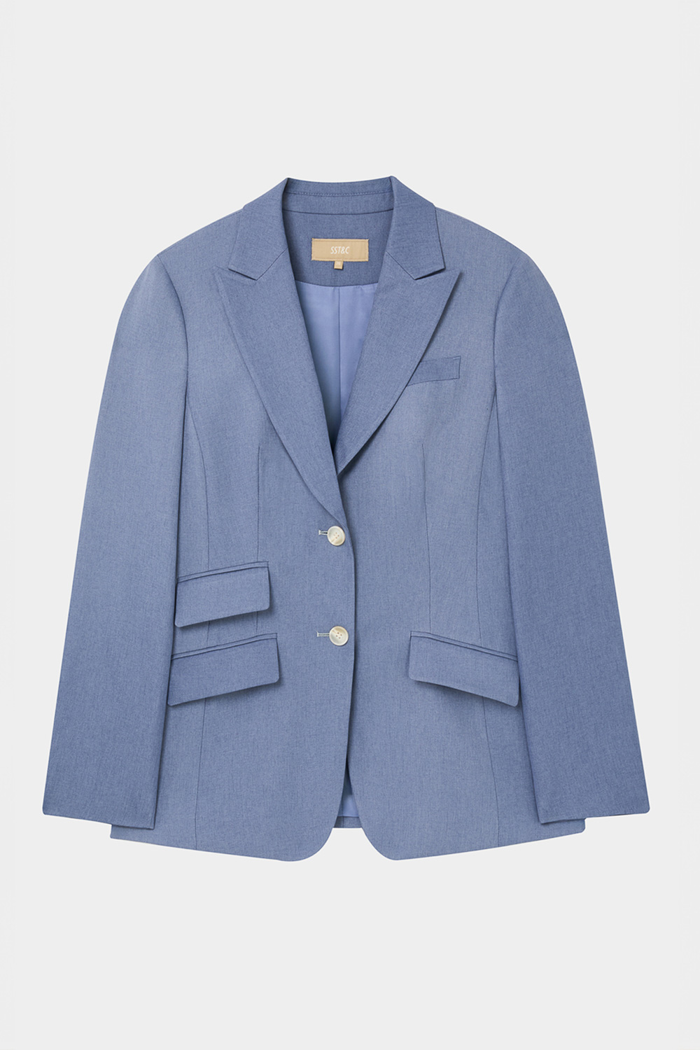 SST&C Serenity Blue Sword Collar Fitted Suit Jacket | 7162405003_5