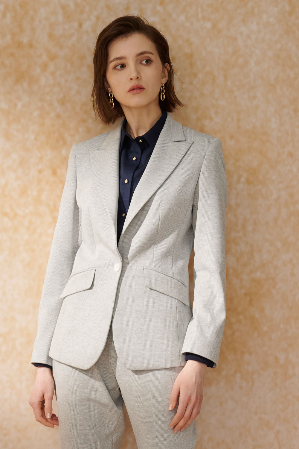 SST&C Gray Sword Collar Fitted Suit Jacket | 7162405004_3