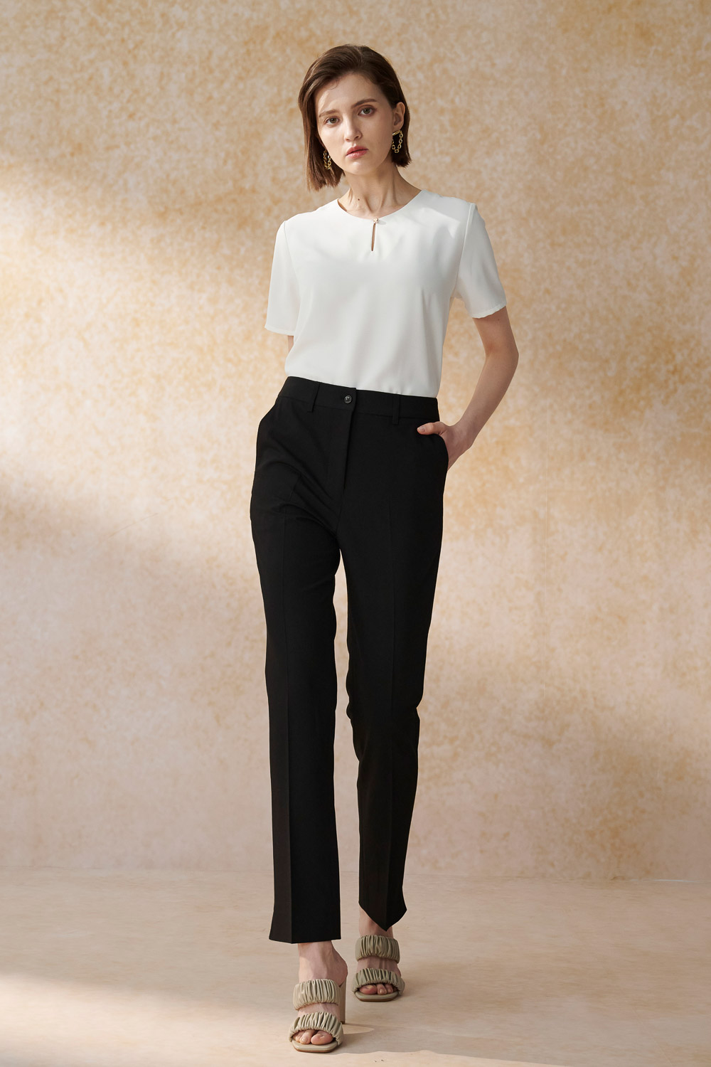 SST&C Black Fitted Suit Trousers | 7262405001_1