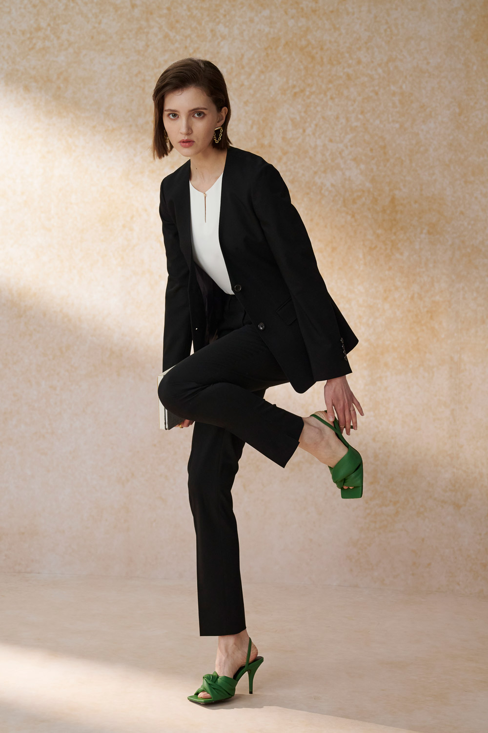 SST&C Black Fitted Suit Trousers | 7262405001_2