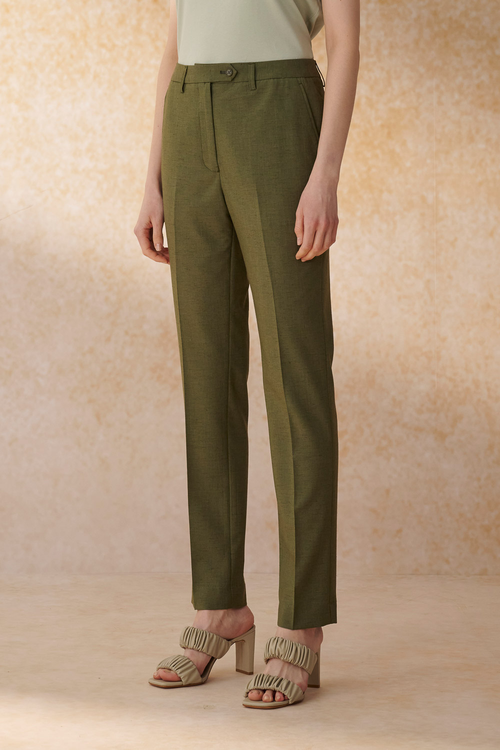 SST&C Olive Green Fitted Suit Trousers | 7262405002_6