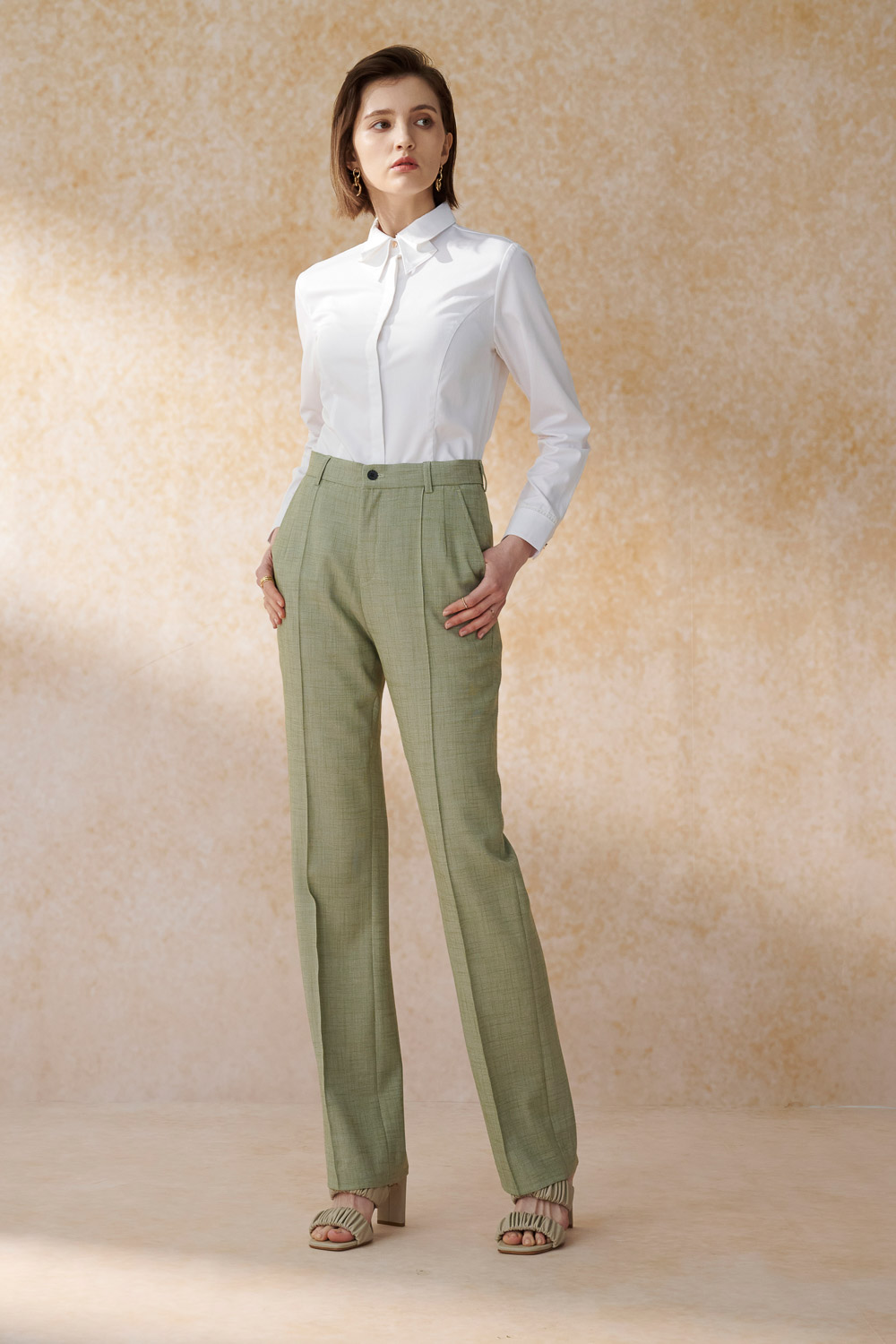 SST&C Light Green Fitted Suit Trousers | 7262405005_3