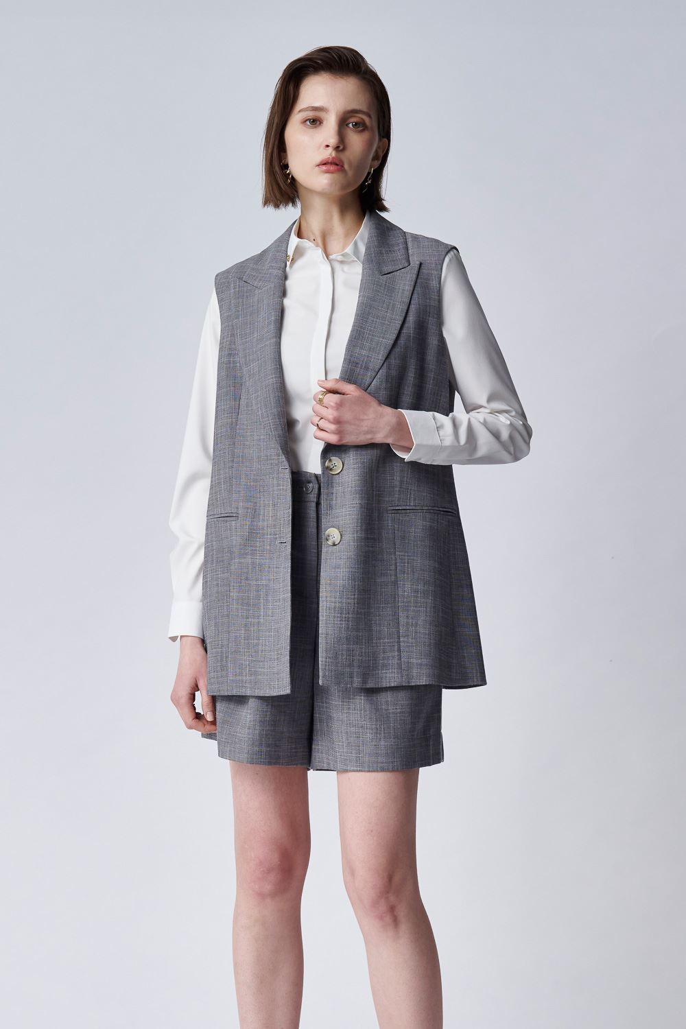 SST&C Gray Sword Collar Sleeveless Long Vest | 8162405001_5