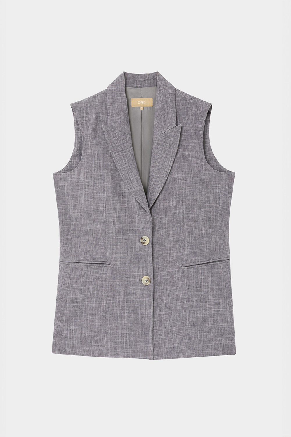 SST&C Gray Sword Collar Sleeveless Long Vest | 8162405001_7
