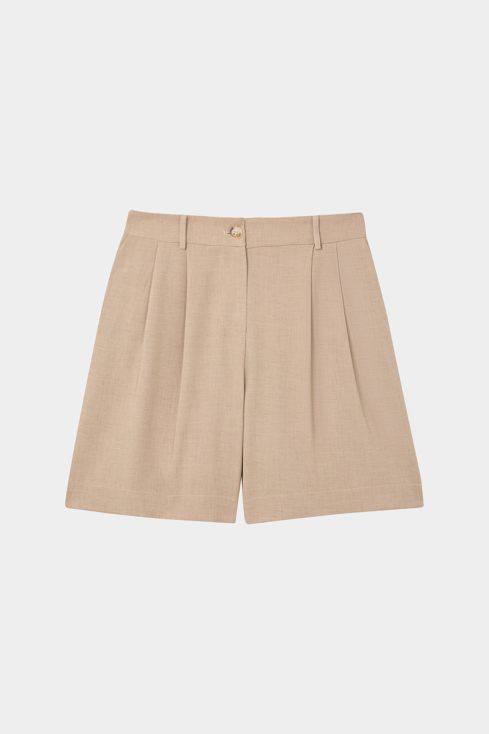 SST&C Beige Pleated Shorts | 8262405002_7