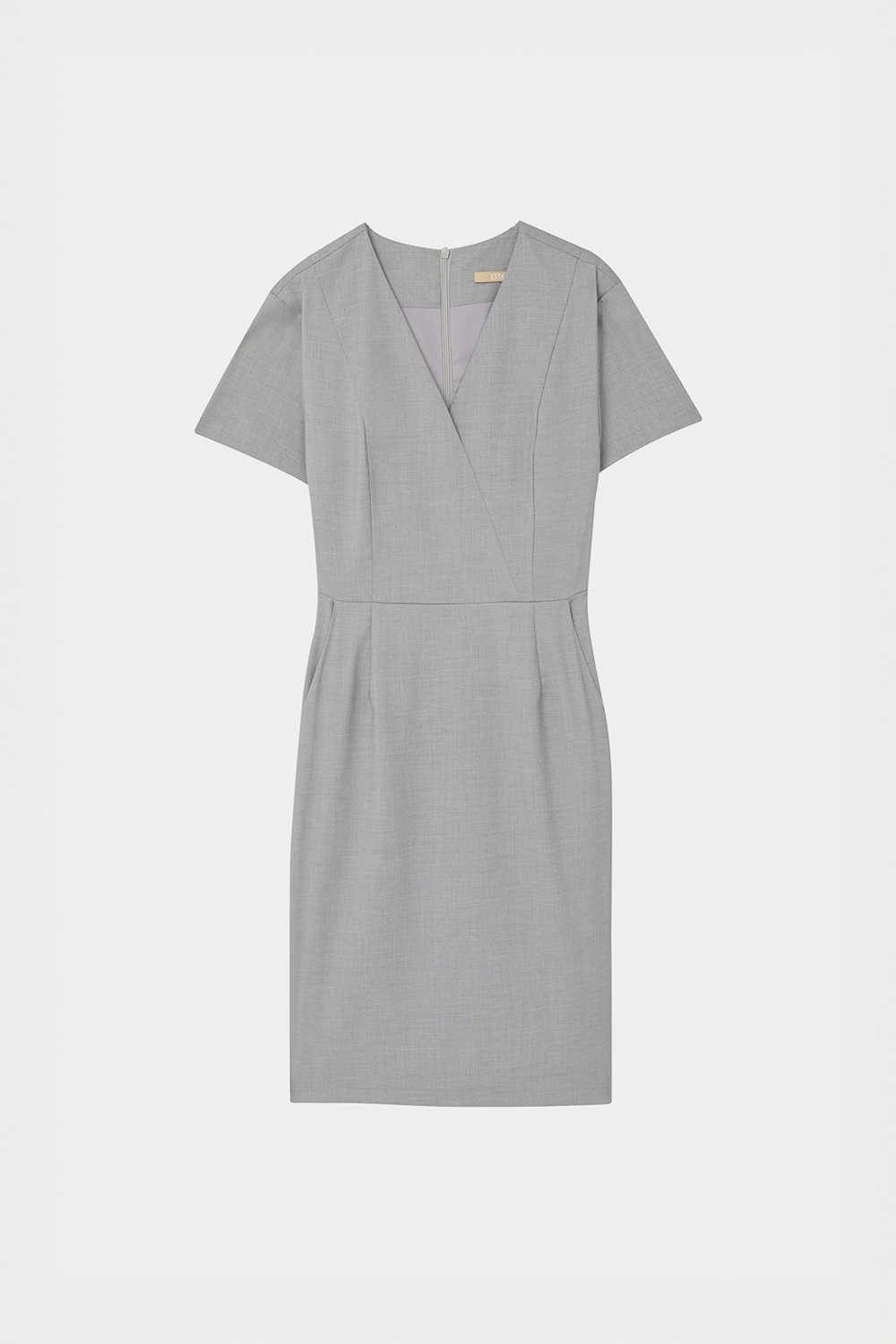 SST&C Light Gray V-Neck Short-Sleeved Dress | 8562405001_5