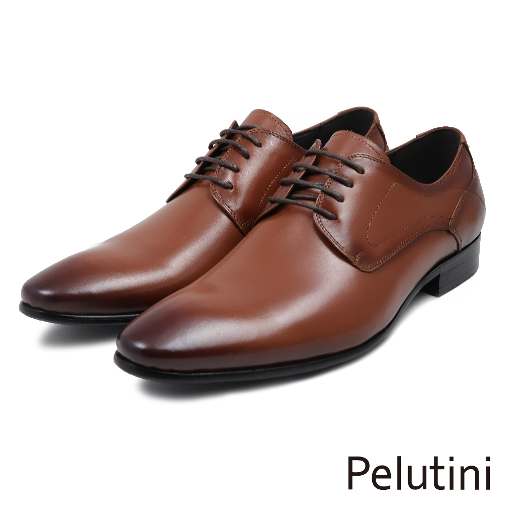 【Pelutini】經典質感壓線綁帶德比鞋 棕色(312055-BR)