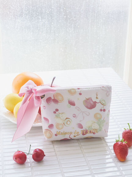 輕甜水果原創印花緞帶方形手拿包(8A41FJJ3200) - Maison de FLEUR
