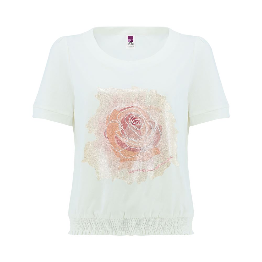 ILEY伊蕾 手繪玫瑰膠印刺繡棉上衣(白色；M-XL)1242521207_4