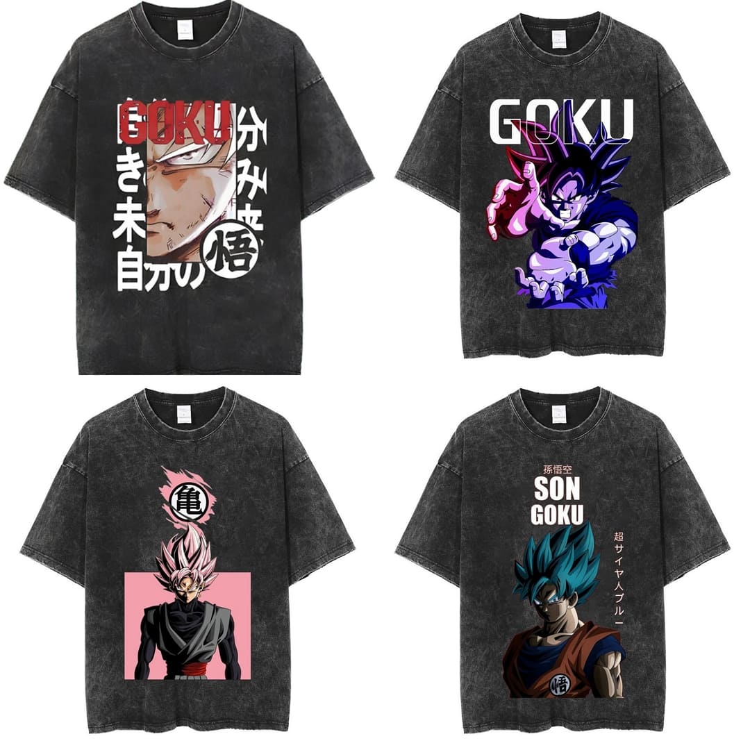 孫悟空 超級賽亞人ROSÉ 龍珠超 超藍 七龍珠 做舊水洗短T_0