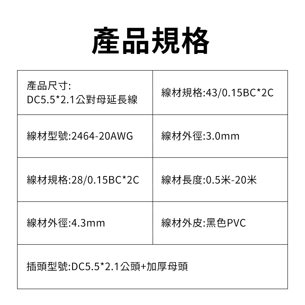 DC5.5*2.1延長線｜強韌耐拉、穩定傳輸_8