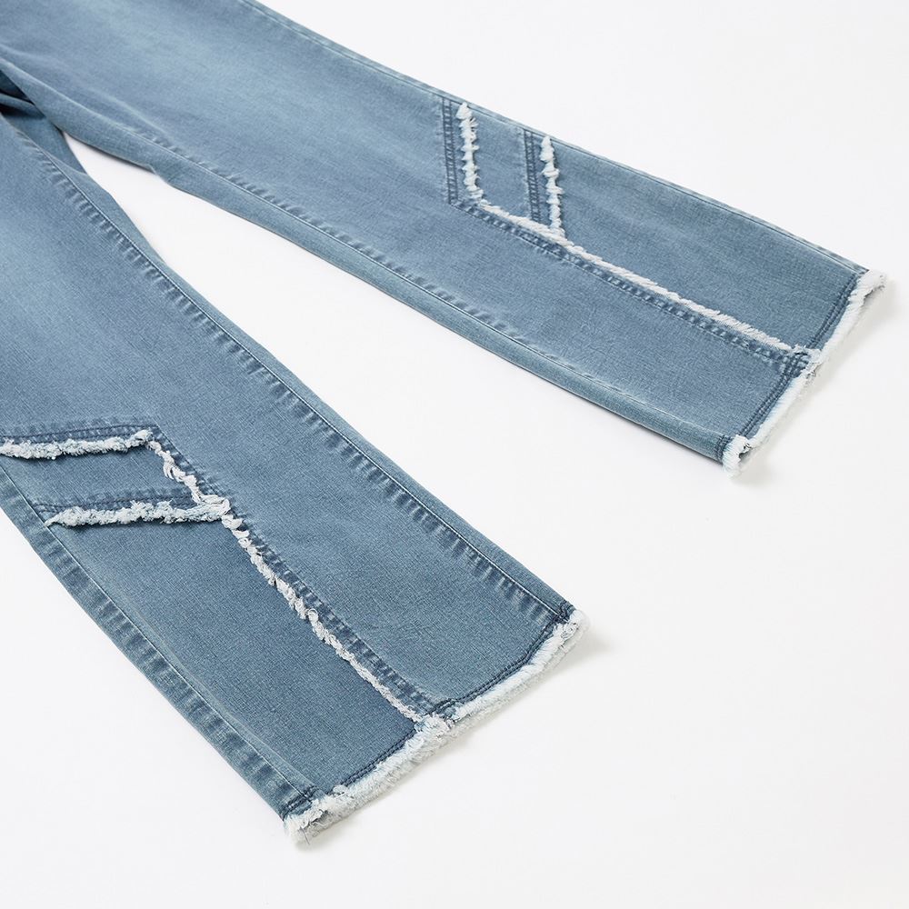 ILEY伊蕾 時髦褲管抽鬚牛仔褲(藍色；M-XL)1242318639_3