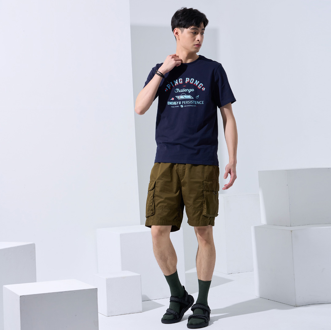 PING PONG桌球閃現短T(丈青)-男_0
