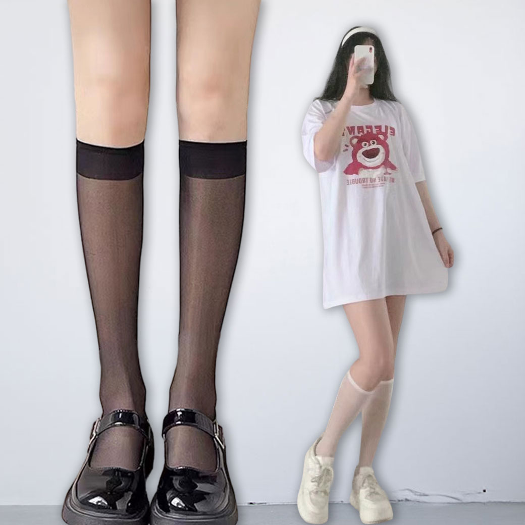 JK不過膝透膚長襪_0