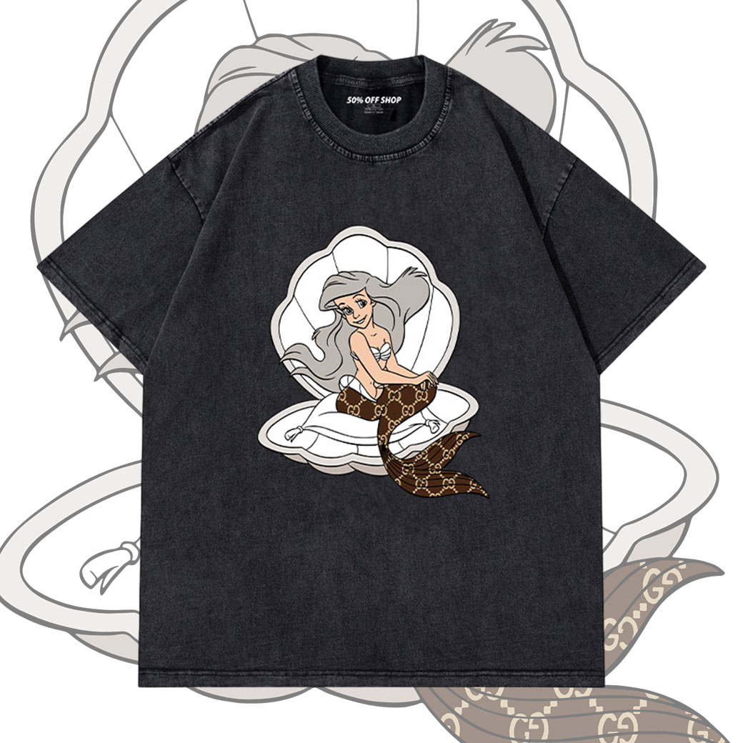 小美人魚 迪士尼 Disney 翻玩輕奢精品 做舊水洗純棉短TEE 台灣製_0