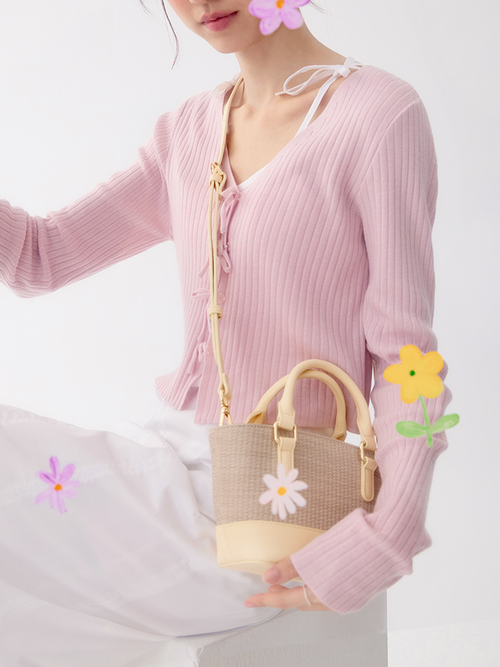 ★S'AIME 編織ping接提籃包 サマー トートバッグ/送料込 S'AIME 編織拼接提籃包-S'AIME東京企劃