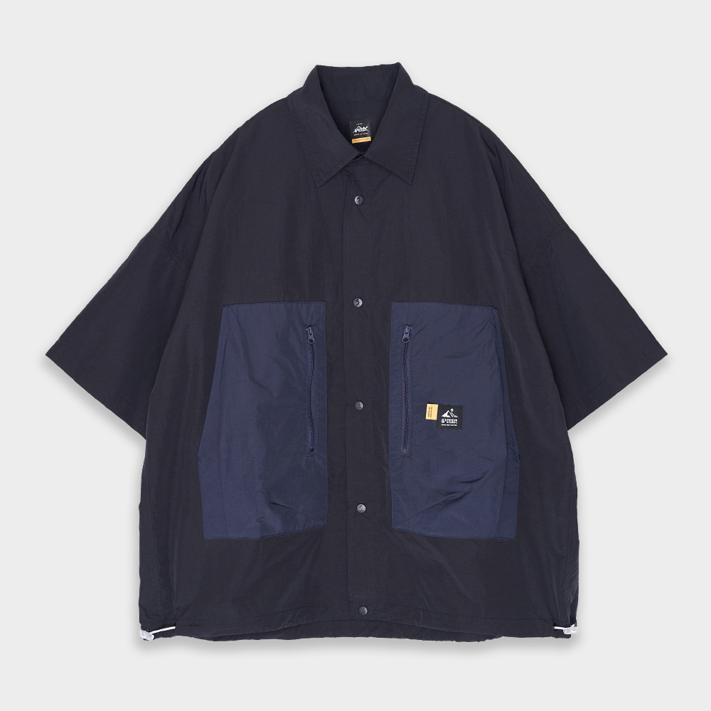 5th STREET｜山形｜中性｜拼接尼龍襯衫｜黑色