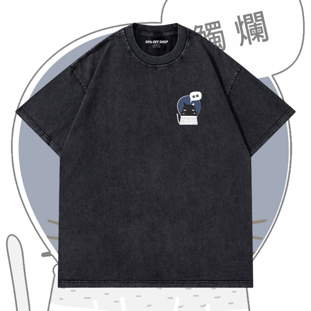 觸爛太空卡通貓貓 做舊水洗純棉短TEE 台灣製_0
