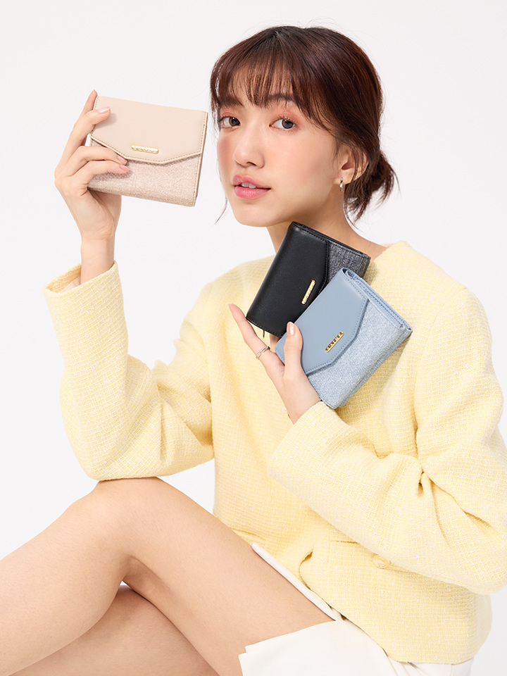 ★S'AIME 牛仔紋ping接三折短夾 折畳財布 ウォレット/送料込 S'AIME 牛仔紋拼接三折短夾｜ S'AIME東京企劃