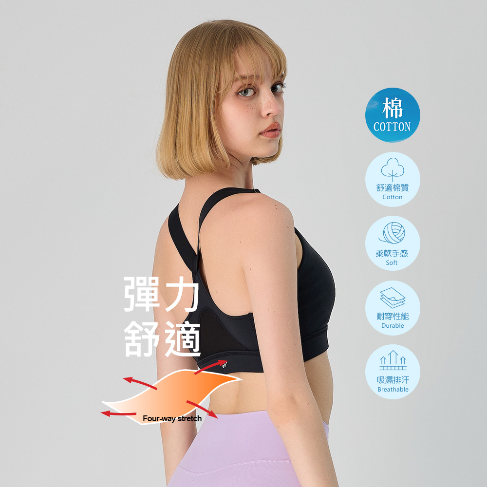 元動力 經典高彈透氣Bra top(黑色；S-L)_0