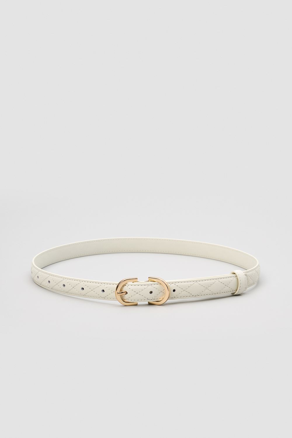 SST&C White Diamond Pattern D Buckle Belt | 9162405004_0