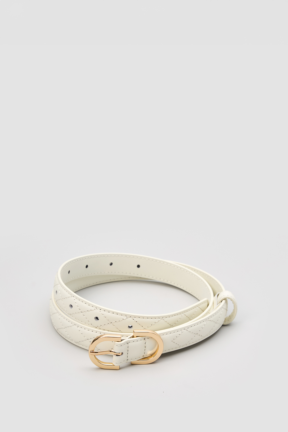 SST&C White Diamond Pattern D Buckle Belt | 9162405004_1