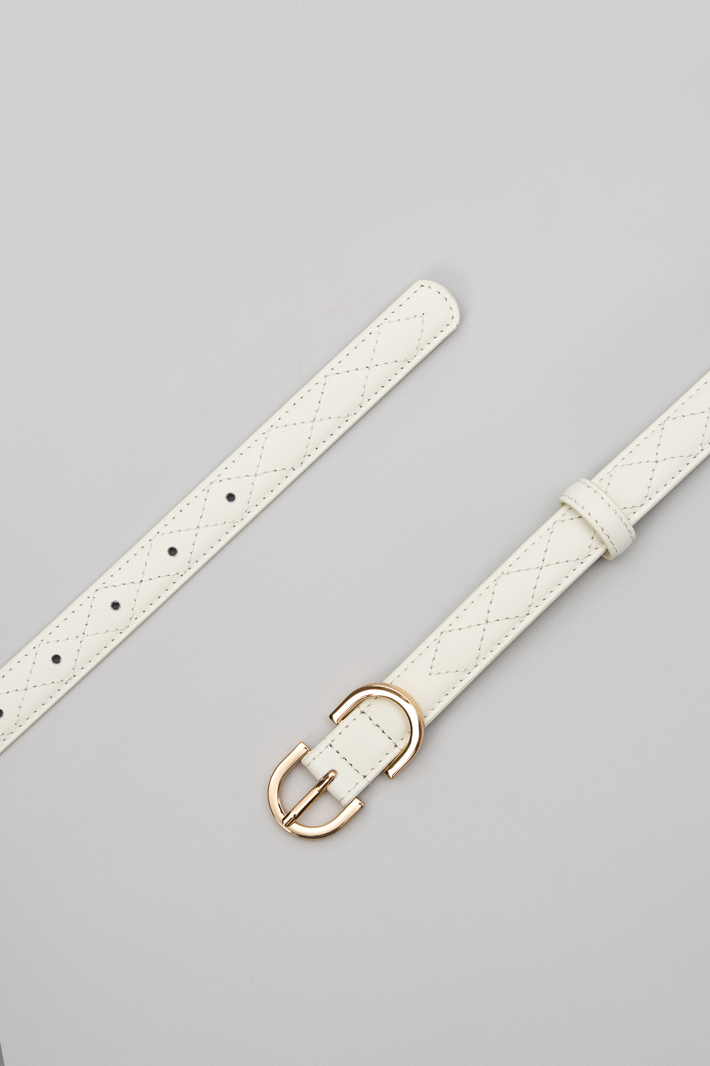 SST&C White Diamond Pattern D Buckle Belt | 9162405004_2