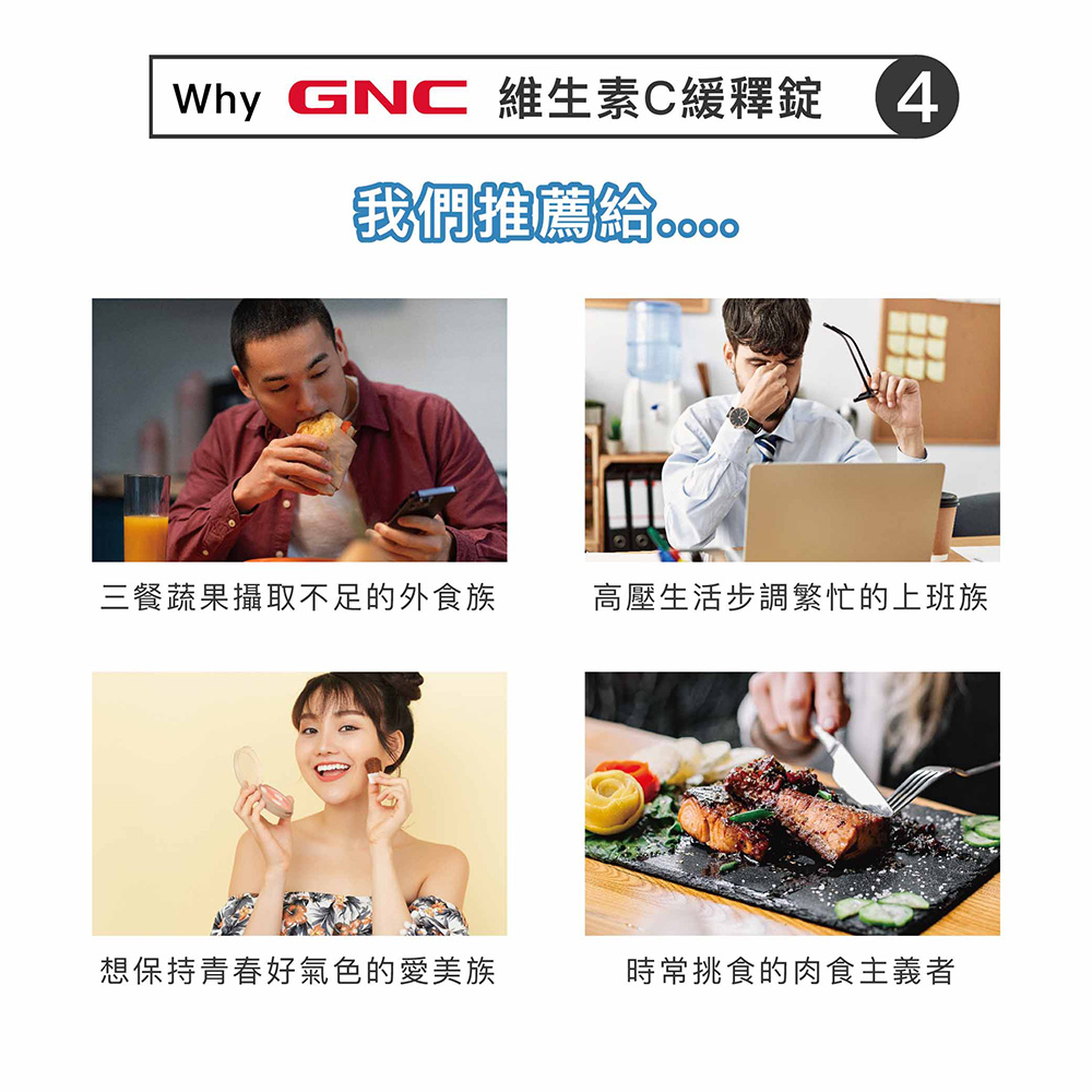 8小時有效釋放 延長保護力 維生素C 1000緩釋食品錠(90錠/瓶)｜GNC TR Vitamin C(90 Tablets)_4