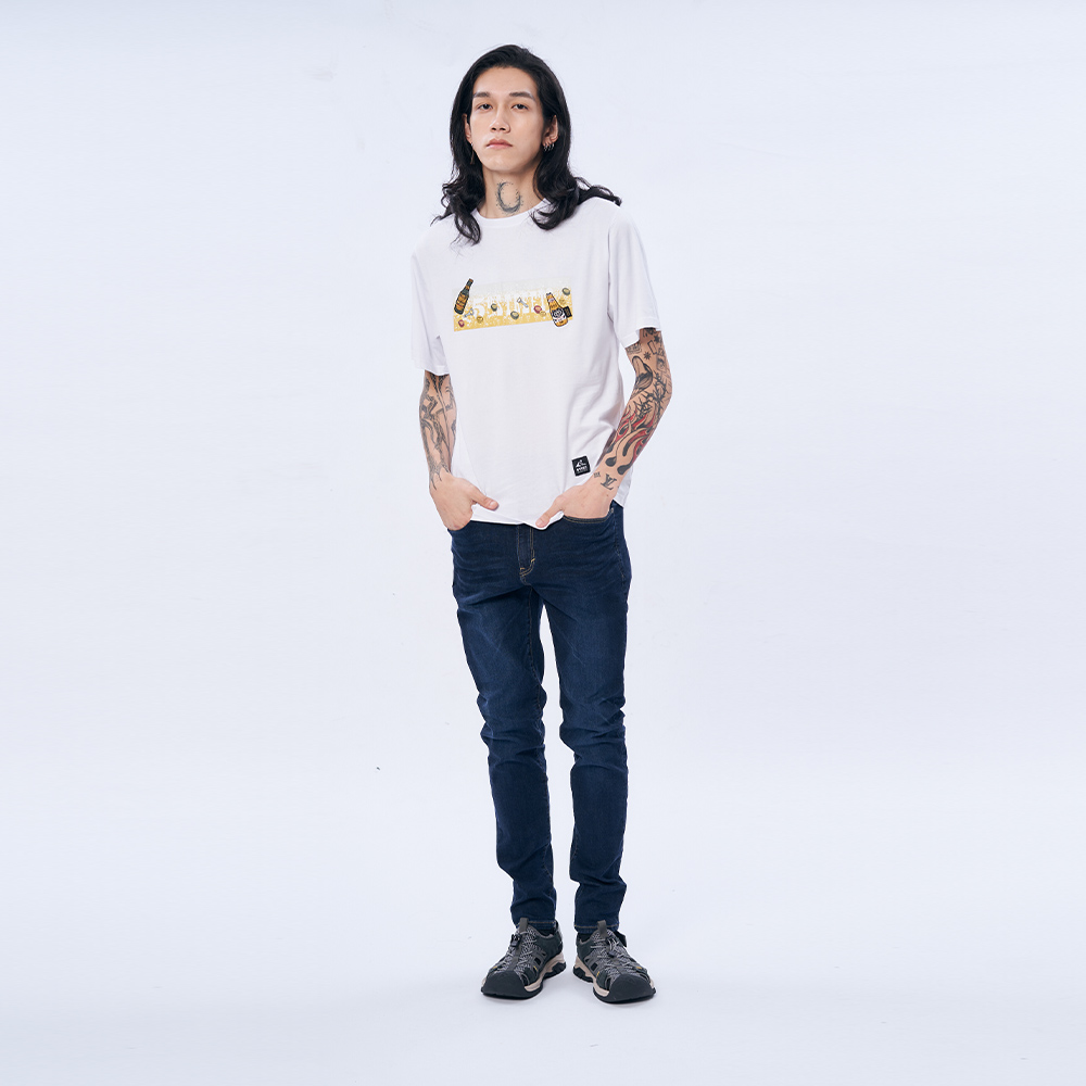5th STREET｜山形｜男裝｜啤酒發泡印花短袖T恤｜白色