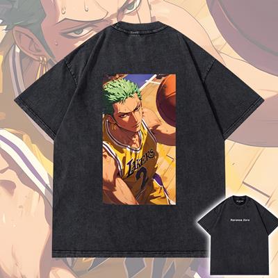 羅羅亞·索隆 Roronoa Zoro 海賊王 航海王湖人隊 球衣造型 做舊水洗純棉短TEE 台灣製_0