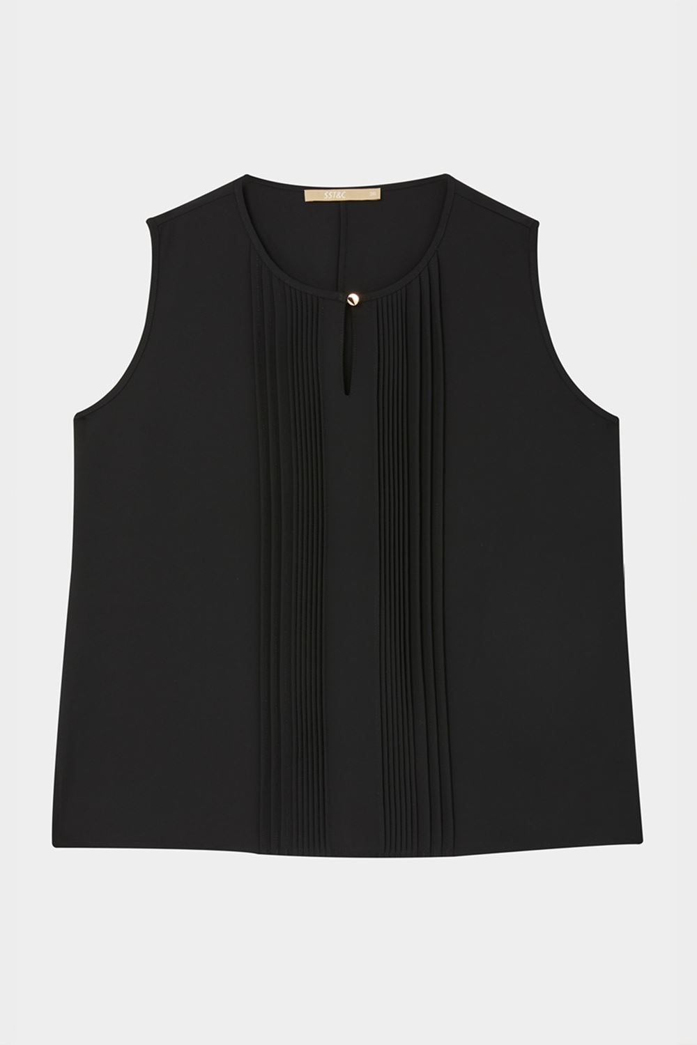 SST&C Black Pullover Pleated Vest | 7662405006_7
