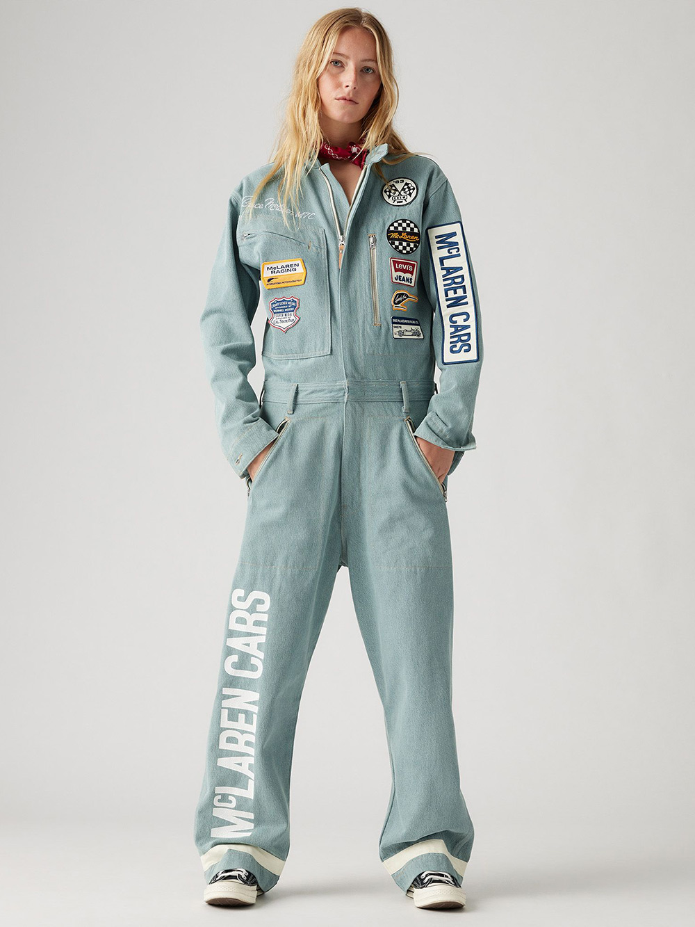Levi’s® X McLaren Racing 男女同款立領連身賽車服 / 做舊丹寧牛仔工作服 / 賽車布章  人氣新品