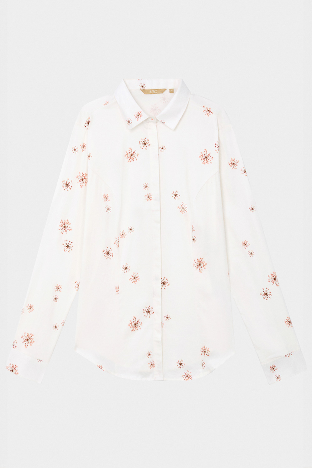 SST&C Soft Peach and Dandelion Print Slim Fit Shirt | 7562404008  (Outlet)_7