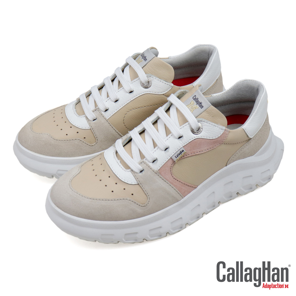 【CALLAGHAN】西班牙原廠防水麂皮拼接厚底休閒鞋 米色(56002-BE)