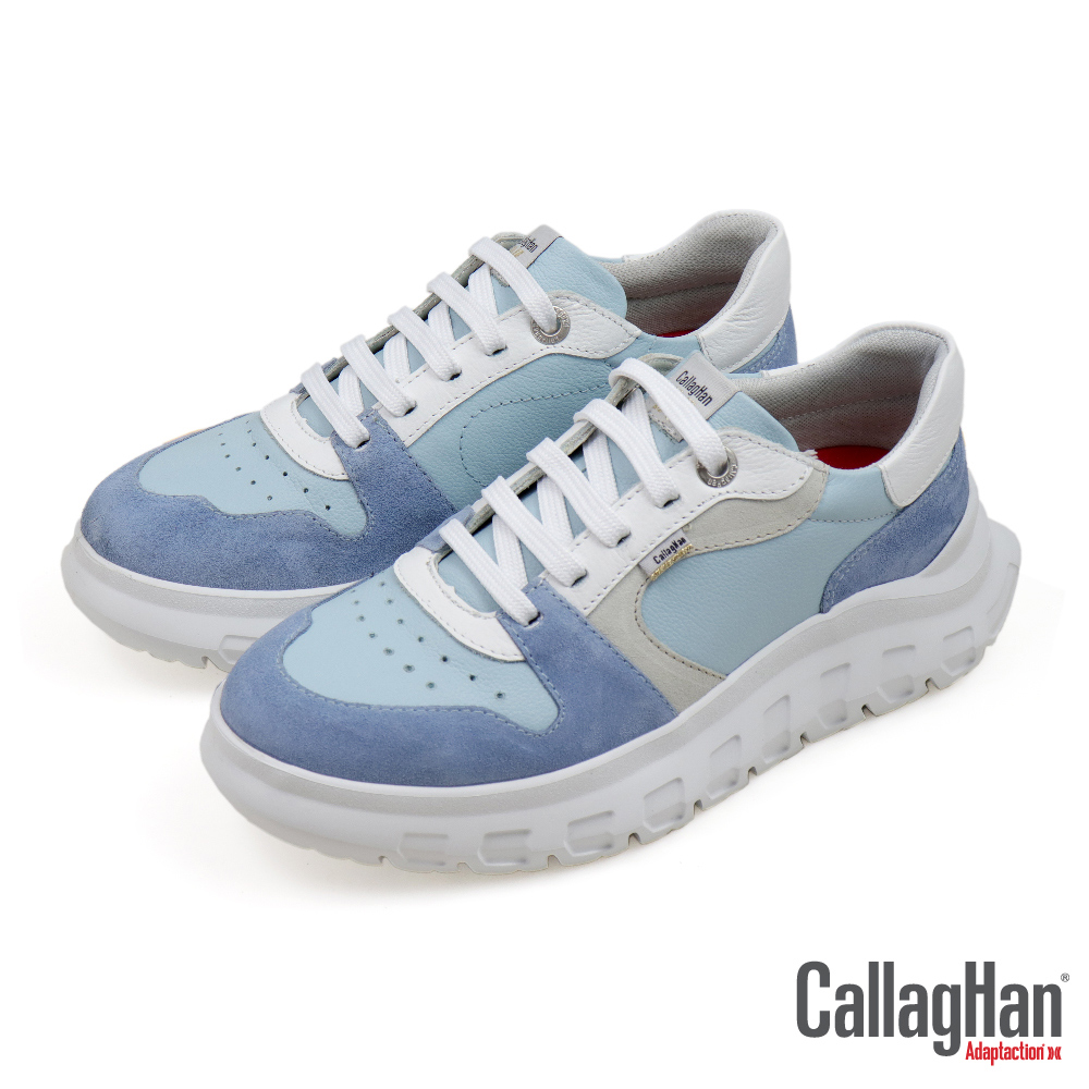 【CALLAGHAN】西班牙原廠防水麂皮拼接厚底休閒鞋 淺藍色(56002-LBU)