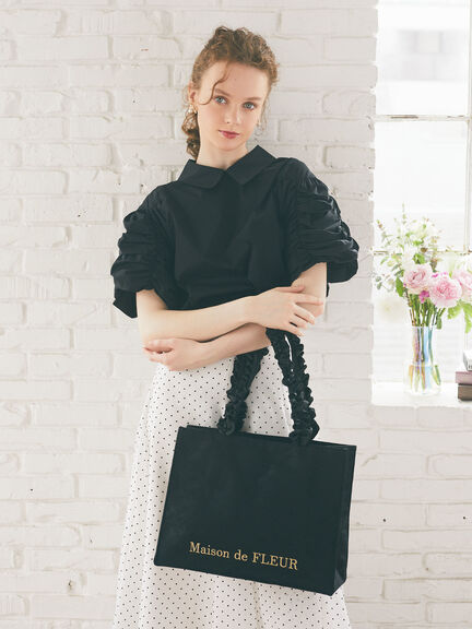 荷葉褶邊方形蕾絲托特包【M】(8A42F0J3100) - Maison de FLEUR