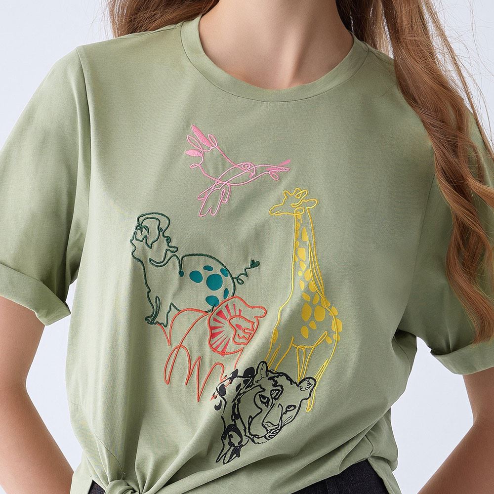 ILEY伊蕾 動物王國刺繡絲光棉綁帶上衣(淺綠色；M-XL)_2
