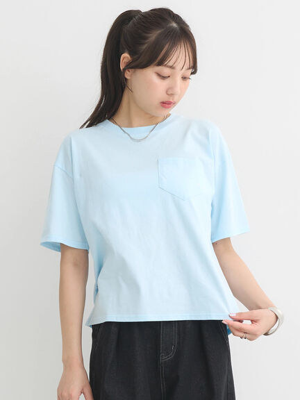 胸前口袋迷你刺繡純棉短袖T恤(1L43L1C0630) - earth music&ecology