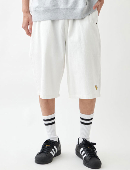 MARK GONZALES 2H3-14811-01 COTTON BAGGY SHORTS 電繡寬鬆 短褲 (黑色)_4
