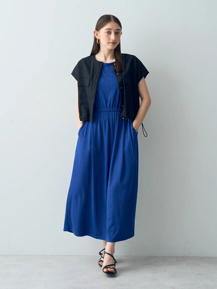 【SET ITEMS】雙口袋圓領抽繩襯衫+鬆緊腰連身洋裝(7C43L1H0430) - YECCA VECCA