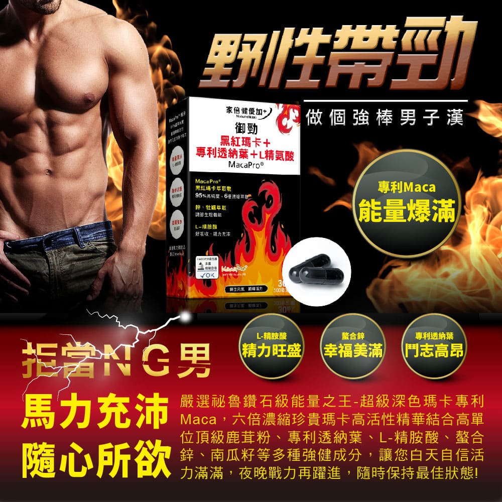 【NatureMaxi 家倍健】御勁專利MacaPro瑪卡精胺酸透納葉膠囊(30顆/盒)x8盒_3