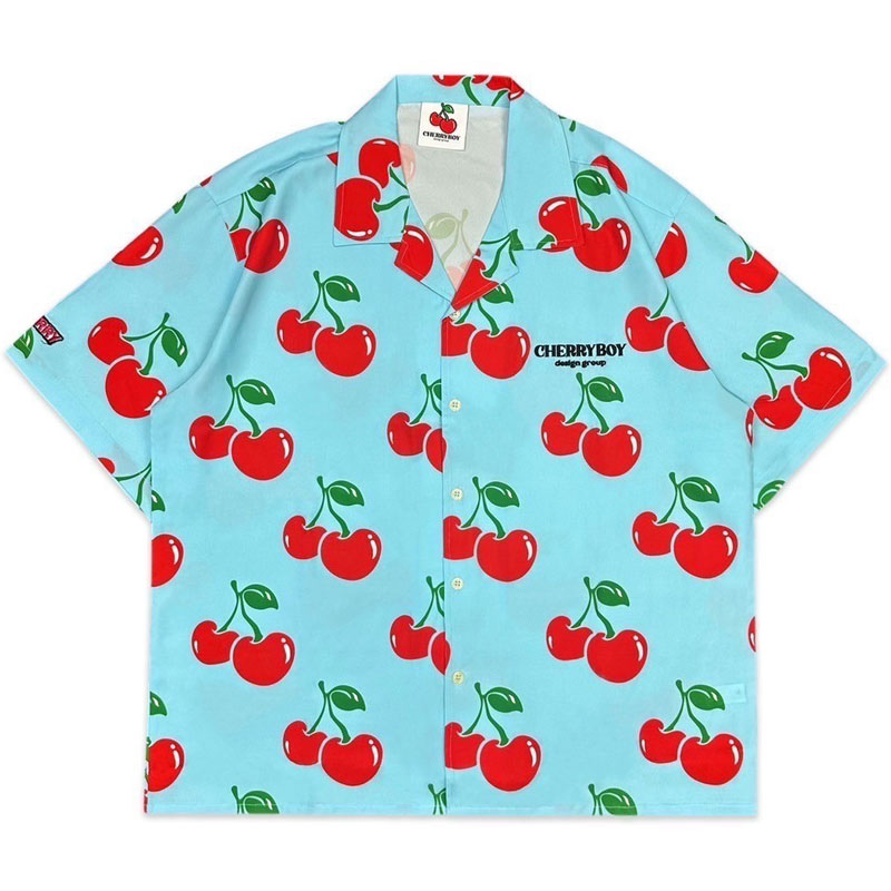 CHERRYBOY CB24009-SB FULL PATTERN SHIRT 滿版櫻桃 短襯衫 (天藍色)_1