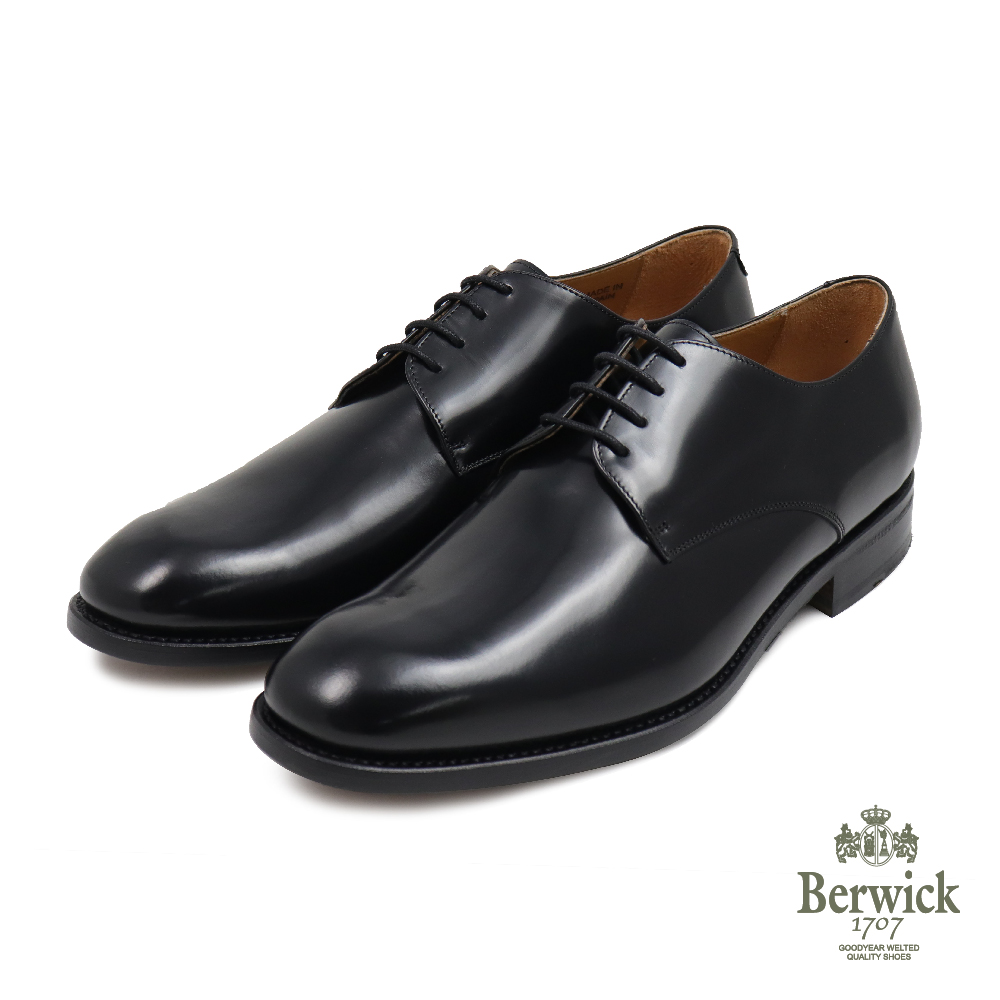 【Berwick】西班牙原廠經典牛皮素面德比鞋 黑色(B4716-BL)