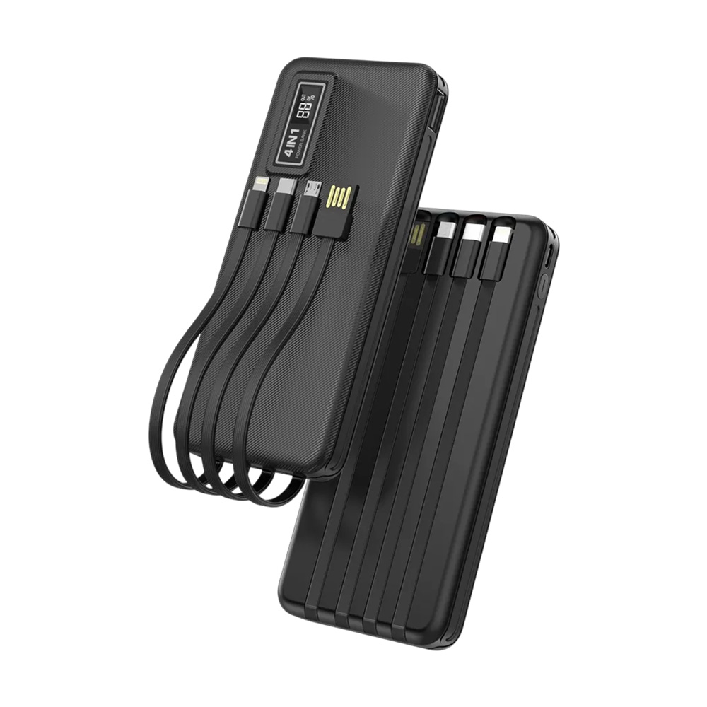 ASPOR 四合一行動電源 自帶四線 10000mAh 數顯電量 全兼容快充 多功能行充 BSMI認證 A300_0